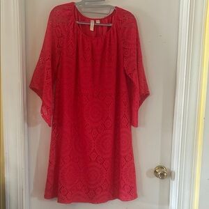 Tacera Red Lace A-Line Wedding Guest Dress